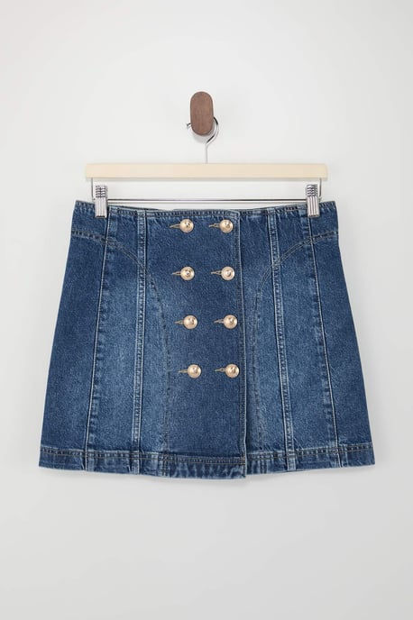 TRENDYOLMİLLA Damen Blau Einfarbig Kurz / Mini A-Linie Röcke - Image 5