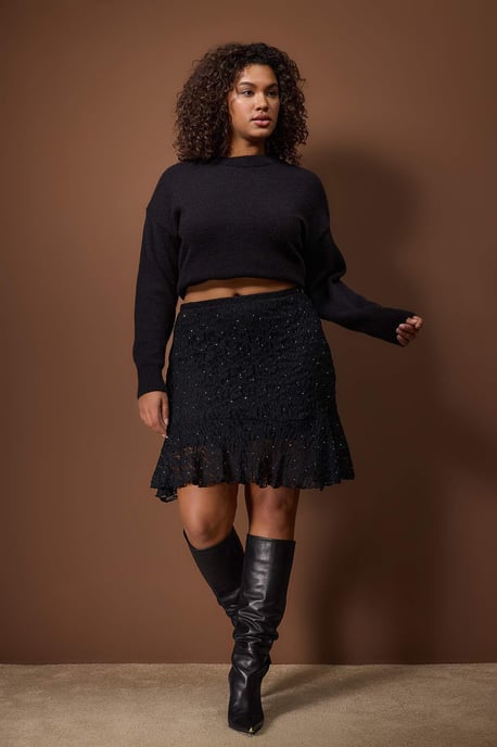 Trendyol Curve Damen Schwarz Einfarbig Kurz / Mini Große Größen Röcke - Image 2