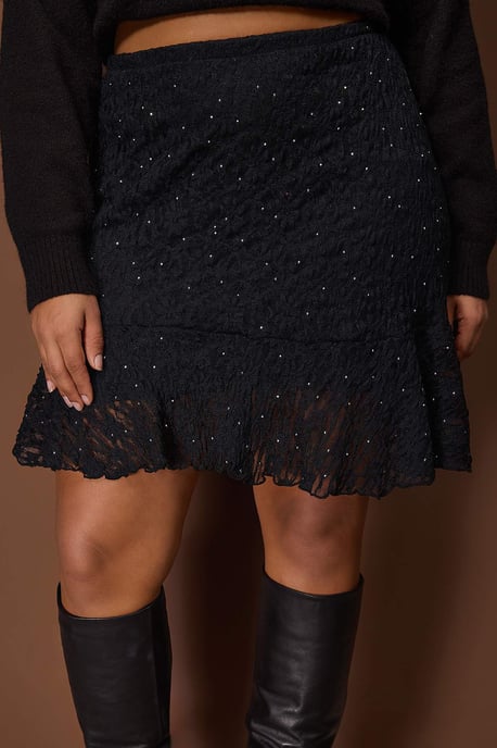Trendyol Curve Damen Schwarz Einfarbig Kurz / Mini Große Größen Röcke - Image 4