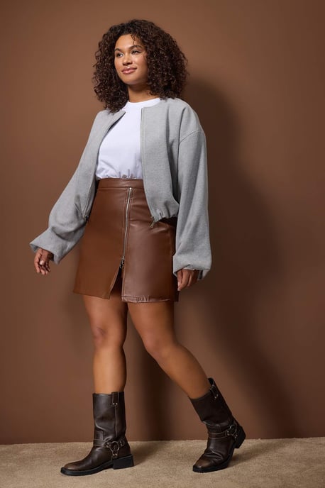 Trendyol Curve Damen Braun Einfarbig Kurz / Mini Große Größen Röcke - Image 6