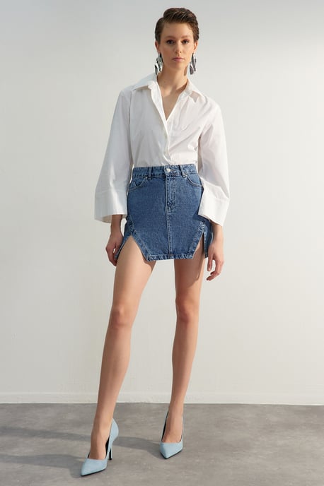TRENDYOLMİLLA Damen Blau Einfarbig Kurz / Mini A-Linie A-Linie Röcke - Image 2