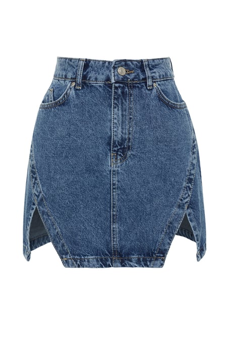 TRENDYOLMİLLA Damen Blau Einfarbig Kurz / Mini A-Linie A-Linie Röcke - Image 5