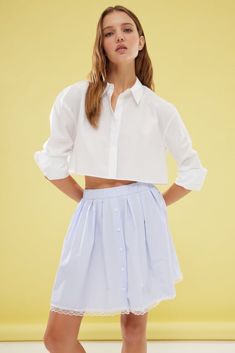 TRENDYOLMİLLA Damen Blau Gestreift Kurz / Mini Skater Röcke - Image 2