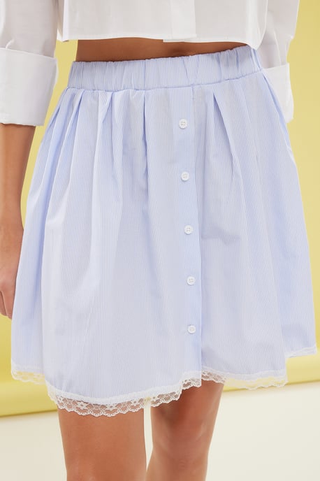 TRENDYOLMİLLA Damen Blau Gestreift Kurz / Mini Skater Röcke - Image 5