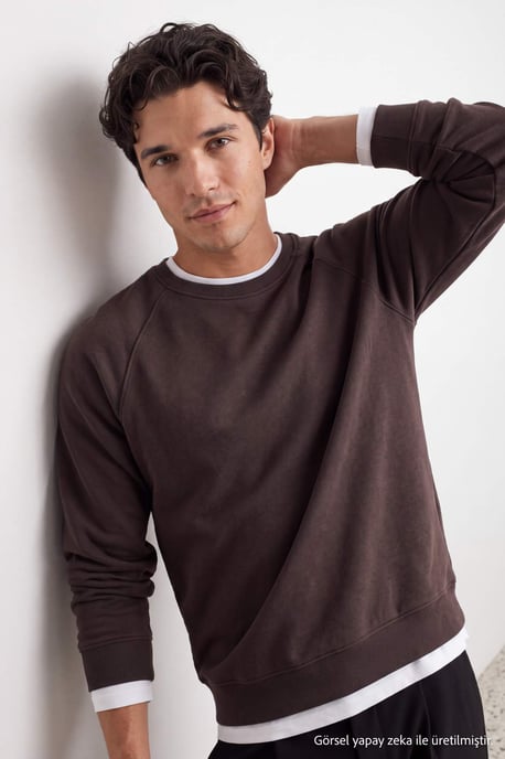 TRENDYOL MAN Herren Einfarbig Lang Oversize Sweatshirts - Image 2