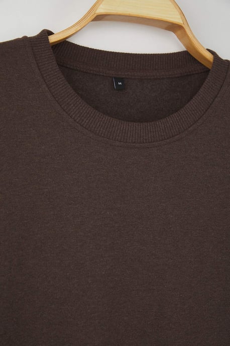 TRENDYOL MAN Herren Braun Einfarbig Lang Regular Fit Sweatshirts - Image 3