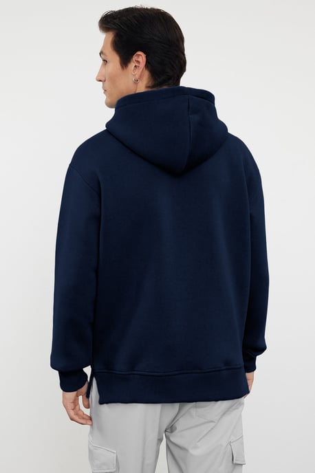 TRENDYOL MAN Herren Dunkelblau Einfarbig Lang Oversize Sweatshirts - Image 2