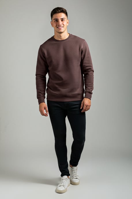 TRENDYOL MAN Herren Braun Einfarbig Lang Regular Fit Sweatshirts - Image 5