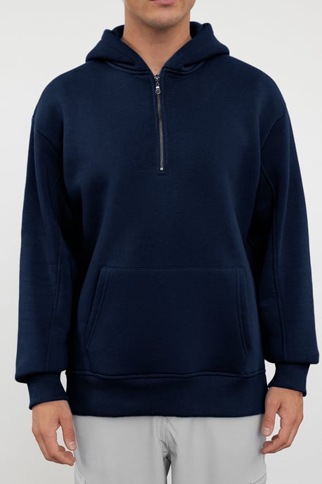 TRENDYOL MAN Herren Dunkelblau Einfarbig Lang Oversize Sweatshirts - Image 3