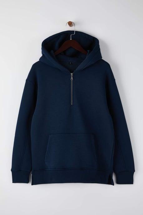 TRENDYOL MAN Herren Dunkelblau Einfarbig Lang Oversize Sweatshirts - Image 5