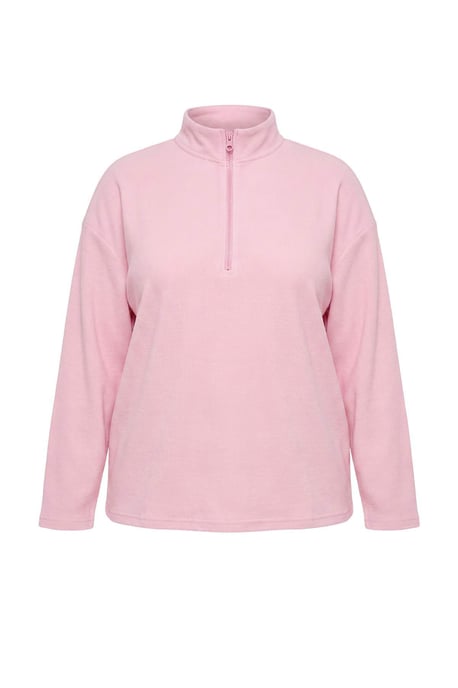 Trendyol Curve Damen Rosa Einfarbig Lang Oversize Große Größen Sweatshirts - Image 2