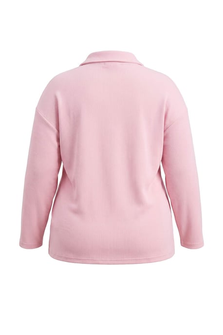 Trendyol Curve Damen Rosa Einfarbig Lang Oversize Große Größen Sweatshirts - Image 4