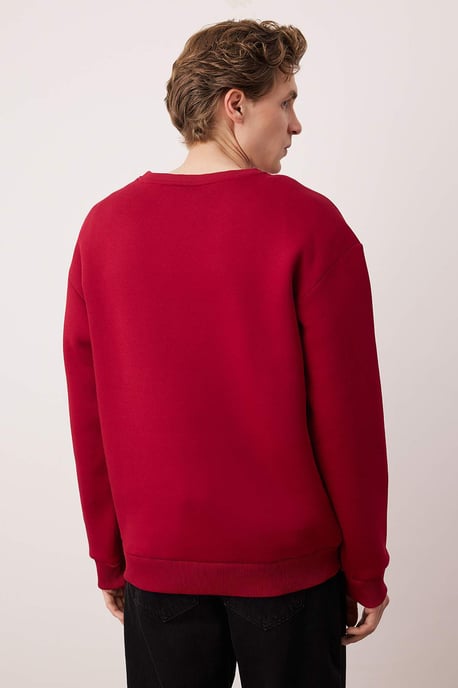 TRENDYOL MAN Herren Rot Geblümt Lang Oversize Sweatshirts - Image 3
