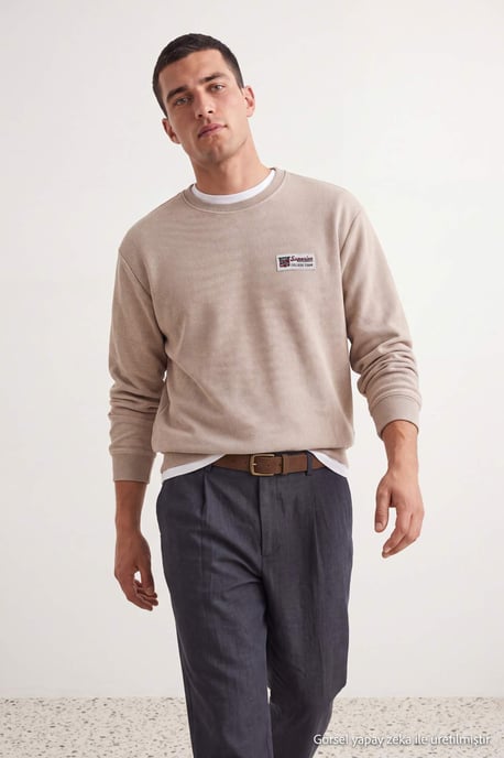 TRENDYOL MAN Herren Grau Slogan Lang Oversize Sweatshirts - Image 6