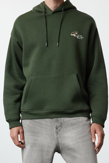 TRENDYOL MAN Herren Khaki Slogan Lang Oversize Sweatshirts - Image 3