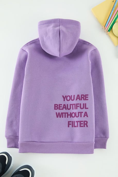 TRENDYOLKIDS Mädchen Lila Slogan Lang Regular Fit Sweatshirts - Image 2