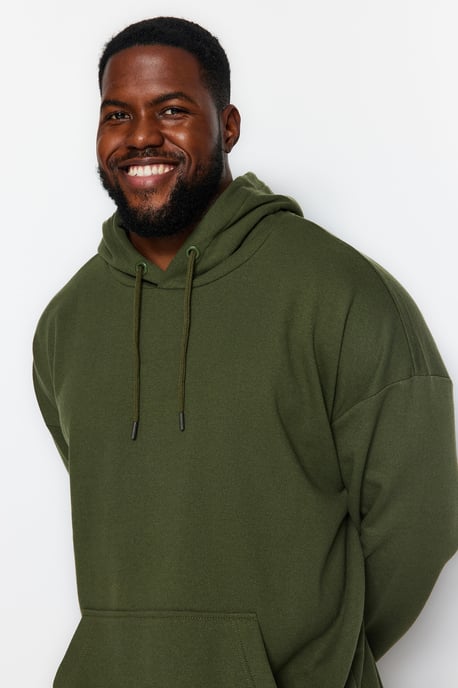 TRENDYOL MAN Herren Khaki Einfarbig Lang Oversize Große Größen Sweatshirts - Image 1