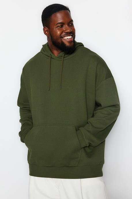 TRENDYOL MAN Herren Khaki Einfarbig Lang Oversize Große Größen Sweatshirts - Image 2
