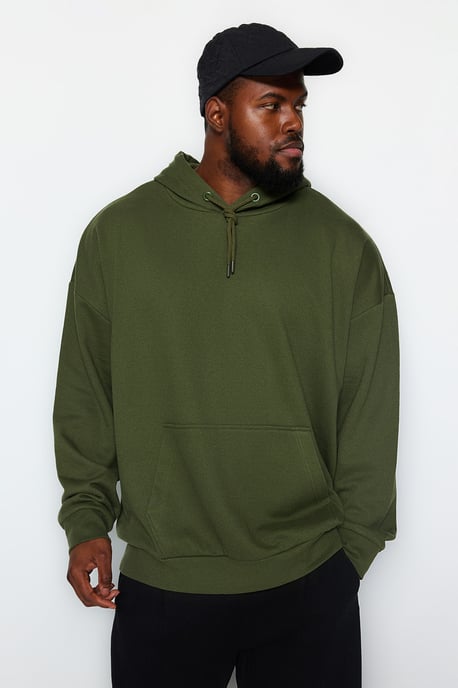 TRENDYOL MAN Herren Khaki Einfarbig Lang Oversize Große Größen Sweatshirts - Image 6