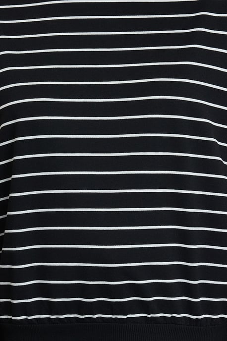 TRENDYOLMİLLA Damen Schwarz Gestreift Lang Oversize Sweatshirts - Image 5