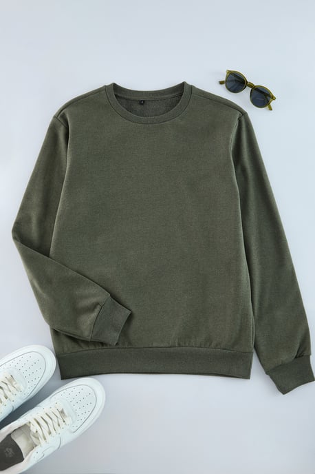 TRENDYOL MAN Herren Khaki Einfarbig Lang Regular Fit Sweatshirts - Image 2