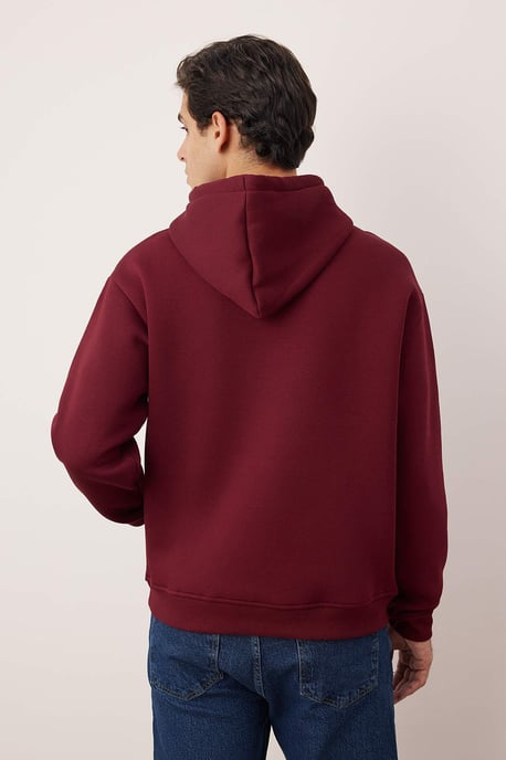 TRENDYOL MAN Herren Bordeaux Einfarbig Lang Oversize Sweatshirts - Image 3