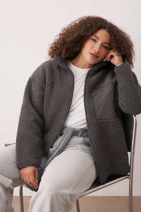 Trendyol Curve Damen Grau Einfarbig Lang Oversize Große Größen Sweatshirts - Image 2