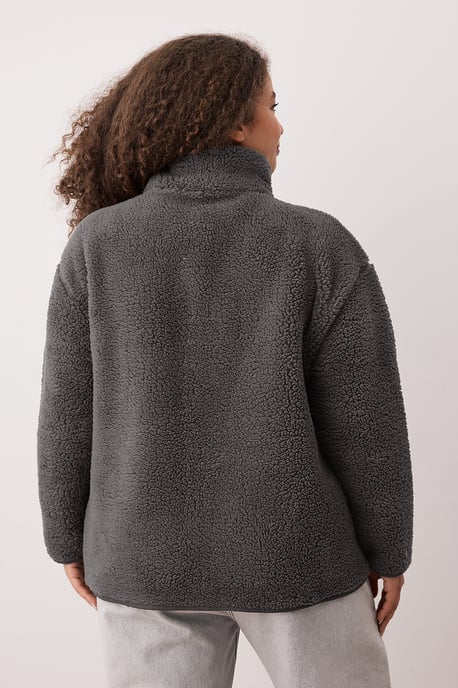Trendyol Curve Damen Grau Einfarbig Lang Oversize Große Größen Sweatshirts - Image 3
