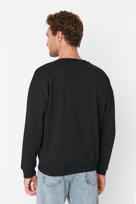 TRENDYOL MAN Herren Schwarz Einfarbig Lang Oversize Sweatshirts - Image 4
