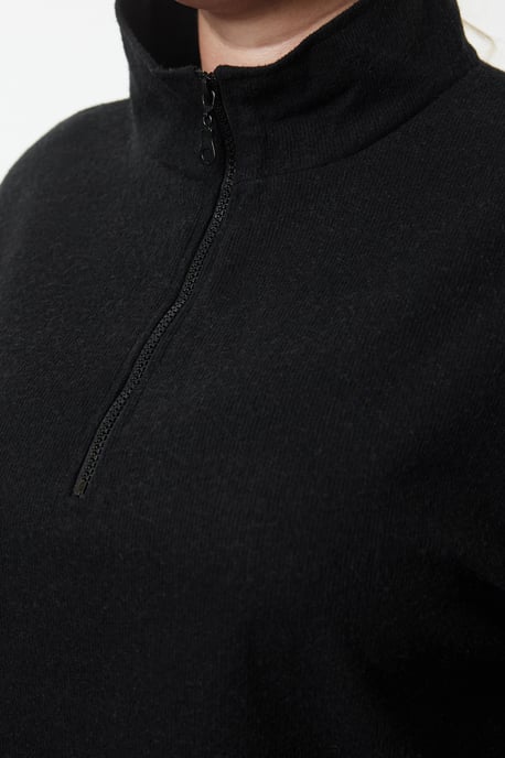 Trendyol Curve Damen Schwarz Einfarbig Lang Oversize Große Größen Sweatshirts - Image 3