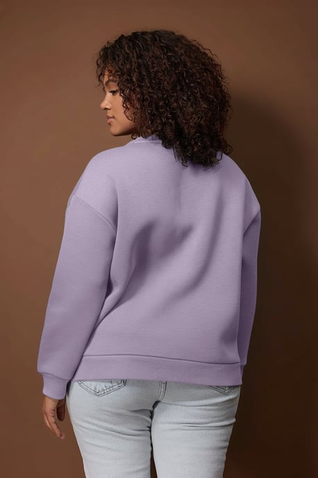 Trendyol Curve Damen Lila Slogan Lang Oversize Große Größen Sweatshirts - Image 3