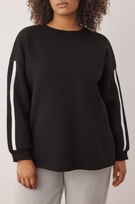 Trendyol Curve Damen Schwarz Einfarbig Lang Oversize Große Größen Sweatshirts - Image 2