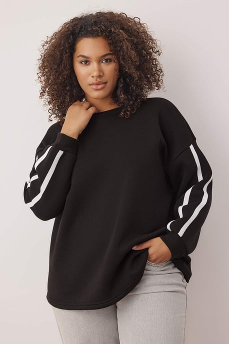 Trendyol Curve Damen Schwarz Einfarbig Lang Oversize Große Größen Sweatshirts - Image 5