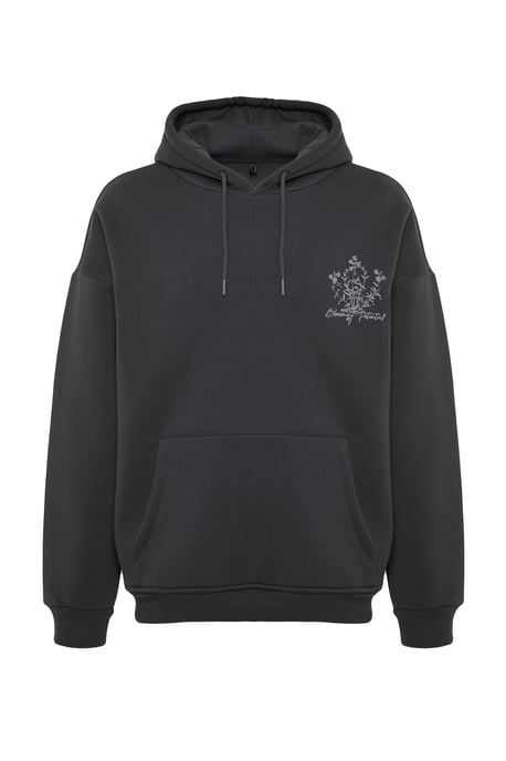 TRENDYOL MAN Herren Grau Geblümt Lang Oversize Sweatshirts - Image 5