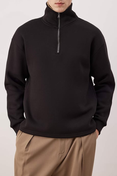 TRENDYOL MAN Herren Schwarz Colour-Block Lang Oversize Sweatshirts - Image 3