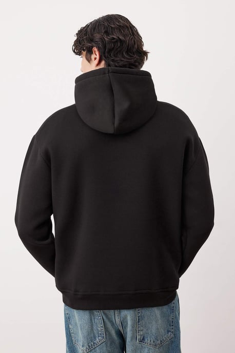 TRENDYOL MAN Herren Schwarz Slogan Lang Oversize Sweatshirts - Image 3