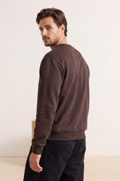 TRENDYOL MAN Herren Braun Einfarbig Lang Regular Fit Sweatshirts - Image 2