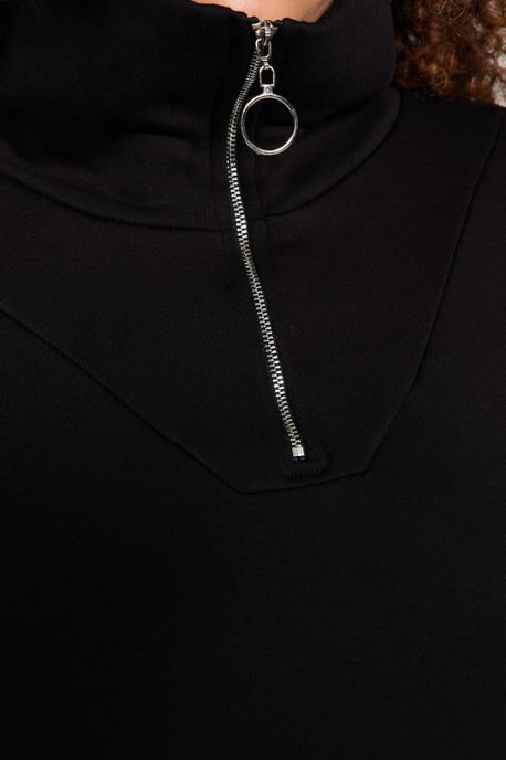 Trendyol Curve Damen Schwarz Einfarbig Lang Oversize Große Größen Sweatshirts - Image 3