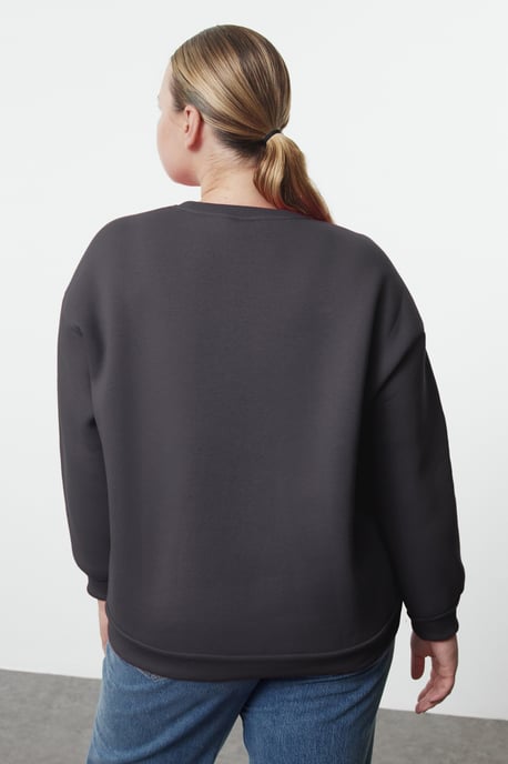 Trendyol Curve Damen Grau Einfarbig Lang Oversize Große Größen Sweatshirts - Image 3