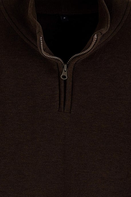 TRENDYOL MAN Herren Braun Einfarbig Lang Regular Fit Sweatshirts - Image 6