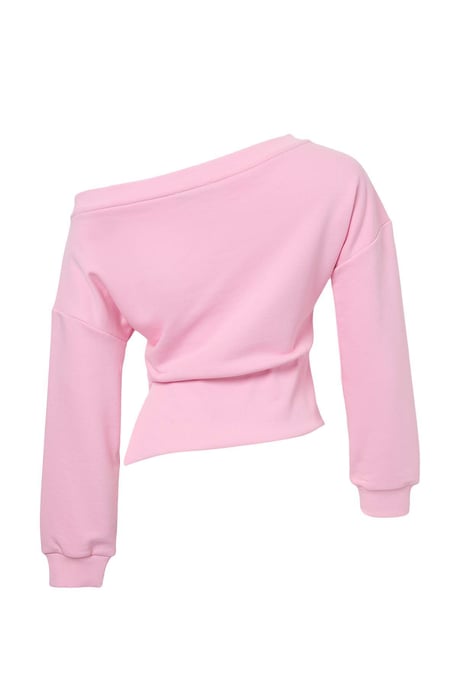 TRENDYOLMİLLA Damen Rosa Einfarbig 3/4-Arm Oversize Sweatshirts - Image 5