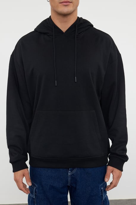 TRENDYOL MAN Herren Schwarz Einfarbig Lang Oversize Sweatshirts - Image 2