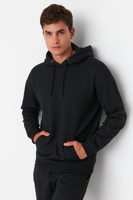 TRENDYOL MAN Herren Schwarz Einfarbig Lang Oversize Sweatshirts - Image 6