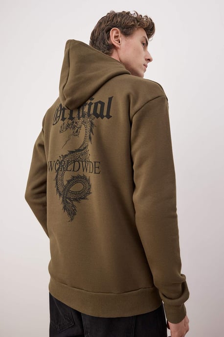 TRENDYOL MAN Herren Khaki Einfarbig Lang Regular Fit Sweatshirts - Image 3
