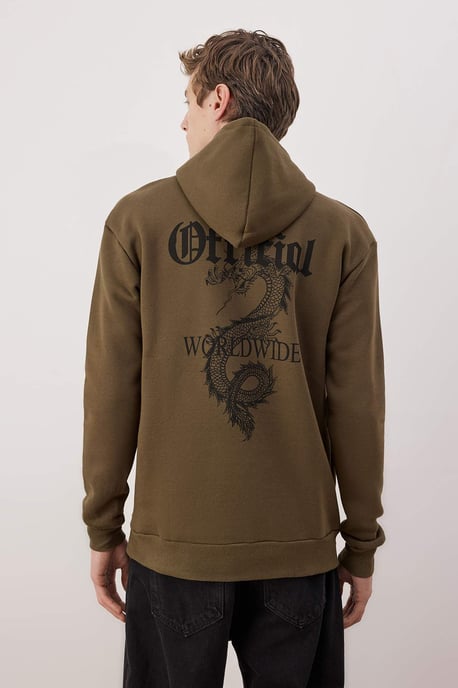 TRENDYOL MAN Herren Khaki Einfarbig Lang Regular Fit Sweatshirts - Image 4