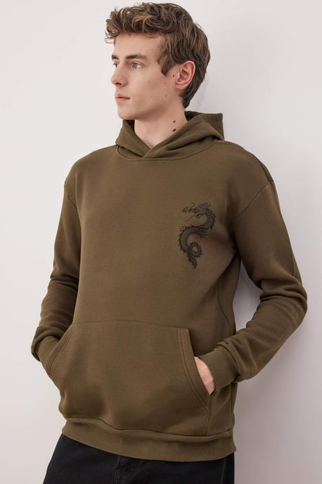 TRENDYOL MAN Herren Khaki Einfarbig Lang Regular Fit Sweatshirts - Image 5
