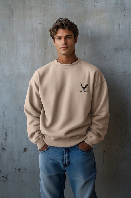 TRENDYOL MAN Herren Beige Animal-Print Lang Oversize Sweatshirts - Image 2
