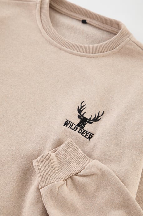 TRENDYOL MAN Herren Beige Animal-Print Lang Oversize Sweatshirts - Image 4