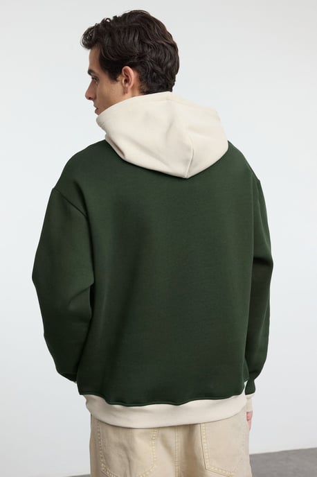 TRENDYOL MAN Herren Khaki Colour-Block Lang Oversize Sweatshirts - Image 3