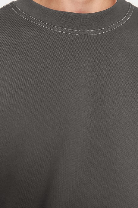 TRENDYOL MAN Herren Grau Einfarbig Lang Oversize Sweatshirts - Image 4